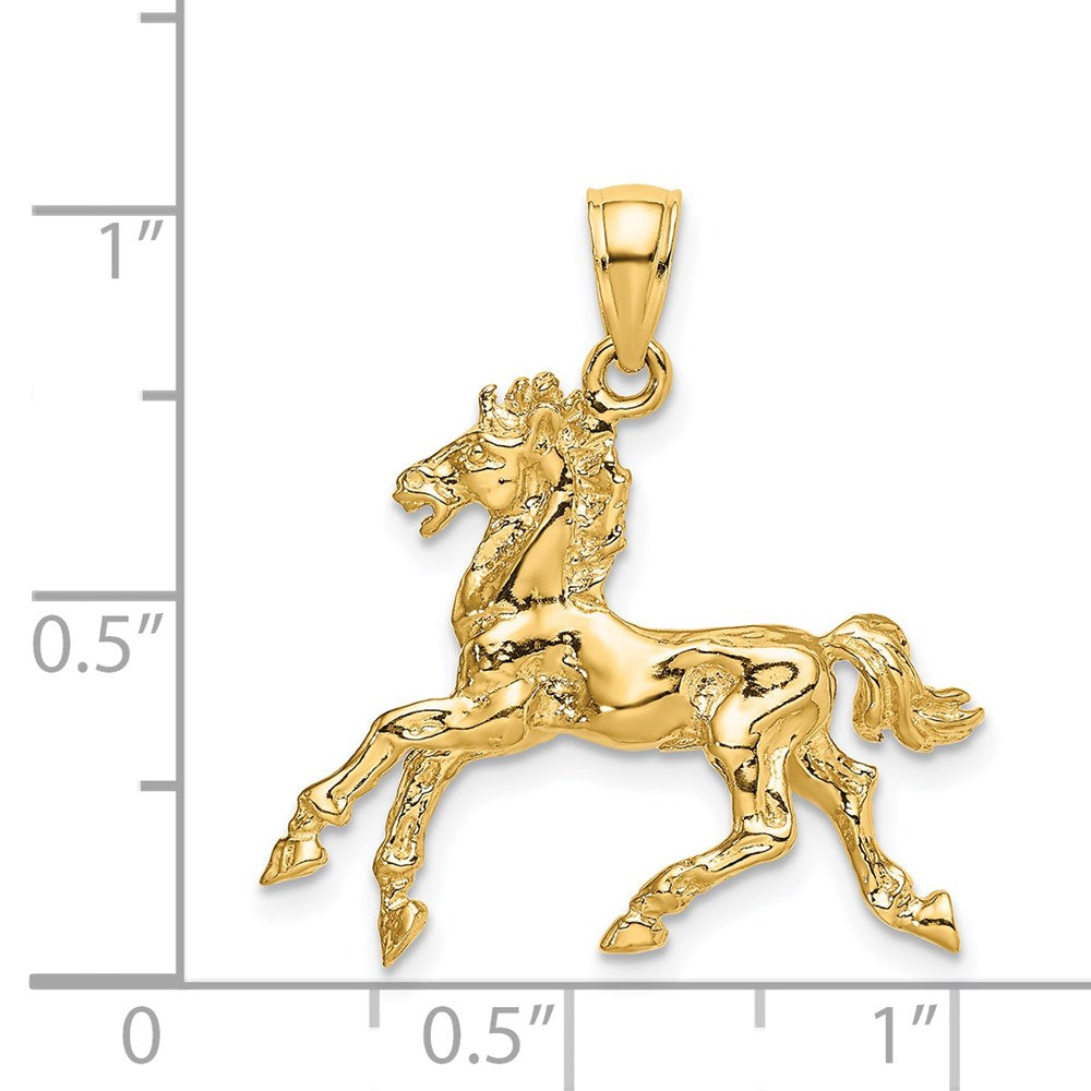 14k Yellow Gold 3-D Horse Trotting Charm