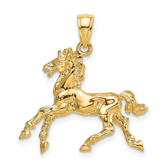 14k Yellow Gold 3-D Horse Trotting Charm