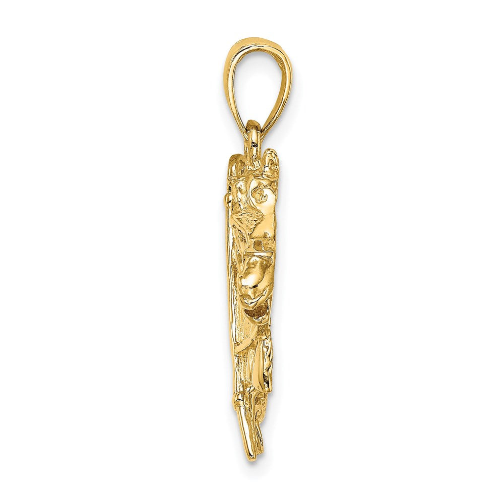 14k Yellow Gold Horse Head w/ Shoe and Crop Charm