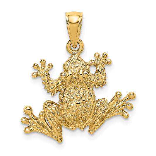 14k Yellow Gold 2-D Textured Frog Charm