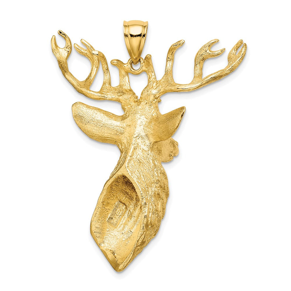 14k Yellow Gold 3-D Textured Deer Head Charm