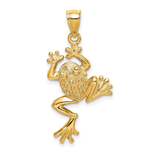 14k Yellow Gold Frog w/ Textured Back Charm