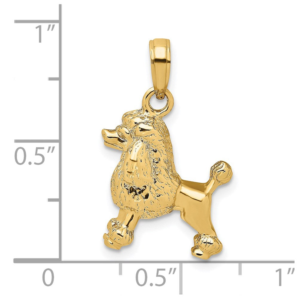 14k Yellow Gold 3-D Poodle Dog Charm