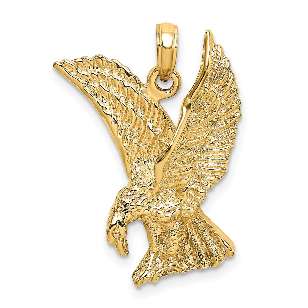 14k Yellow Gold Eagle Landing w/Wings Up Charm