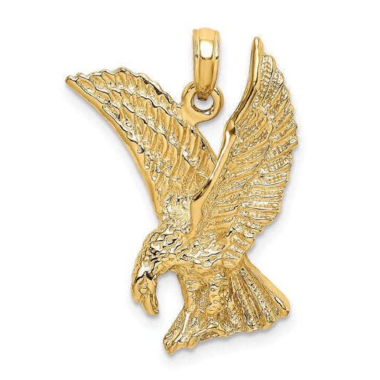 14k Yellow Gold Eagle Landing w/Wings Up Charm