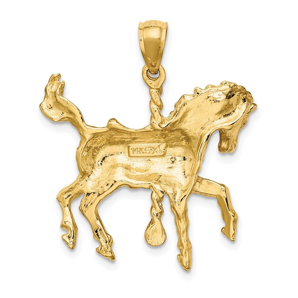 14k Yellow Gold Carousel Horse w/Tail Up Charm