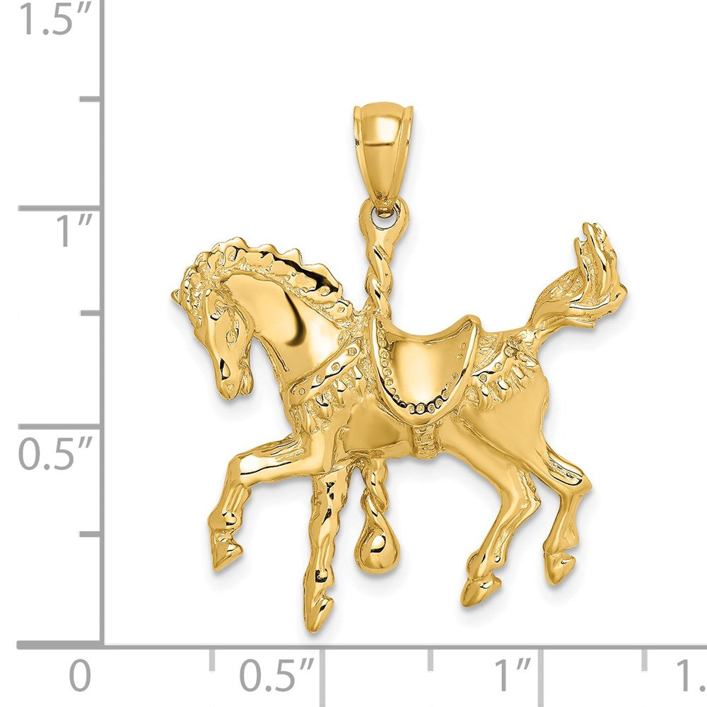 14k Yellow Gold Carousel Horse w/Tail Up Charm