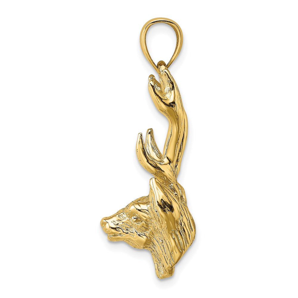 14k Yellow Gold 3-D Deer Head Charm