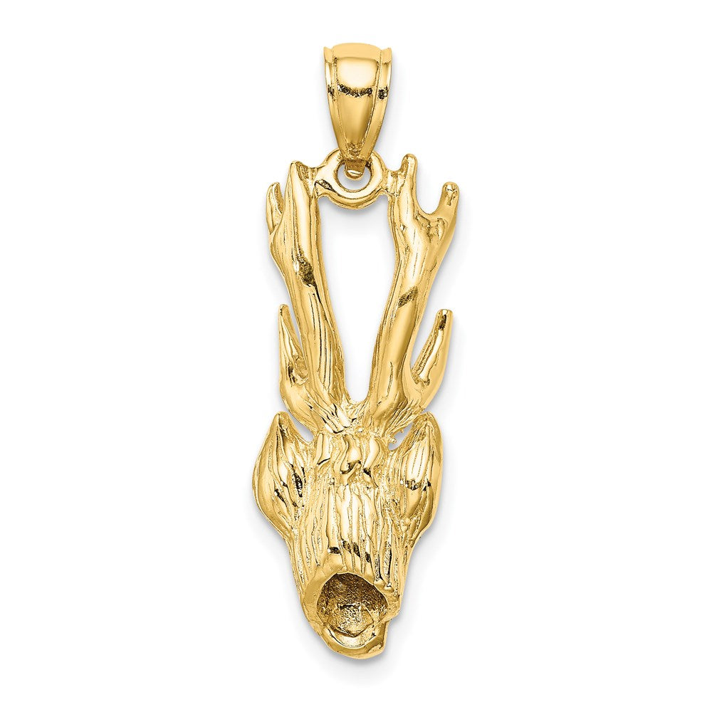 14k Yellow Gold 3-D Deer Head Charm – Goldia.com