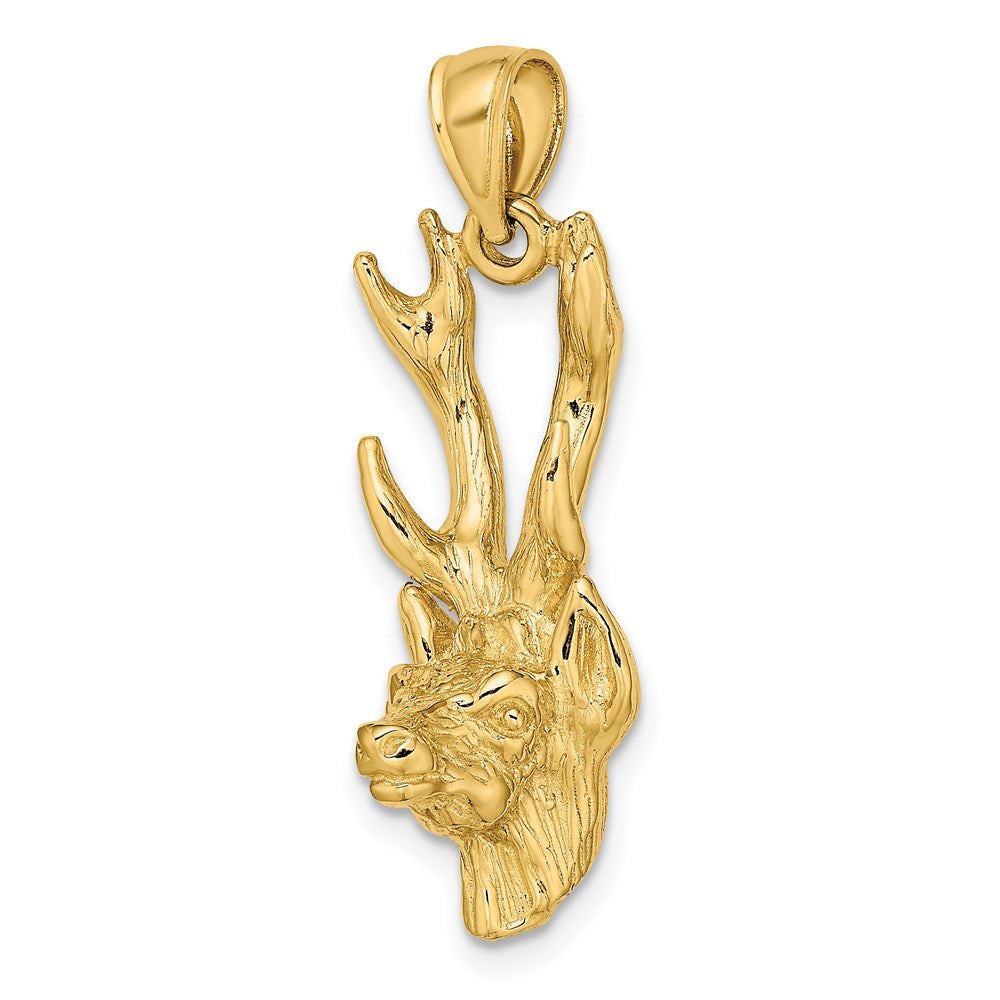 14k Yellow Gold 3-D Deer Head Charm – Goldia.com