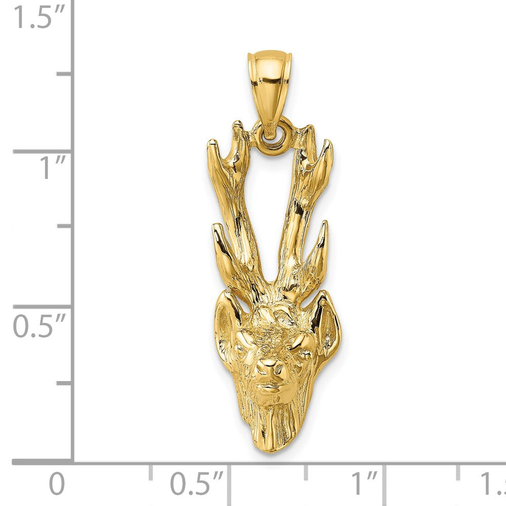 14k Yellow Gold 3-D Deer Head Charm