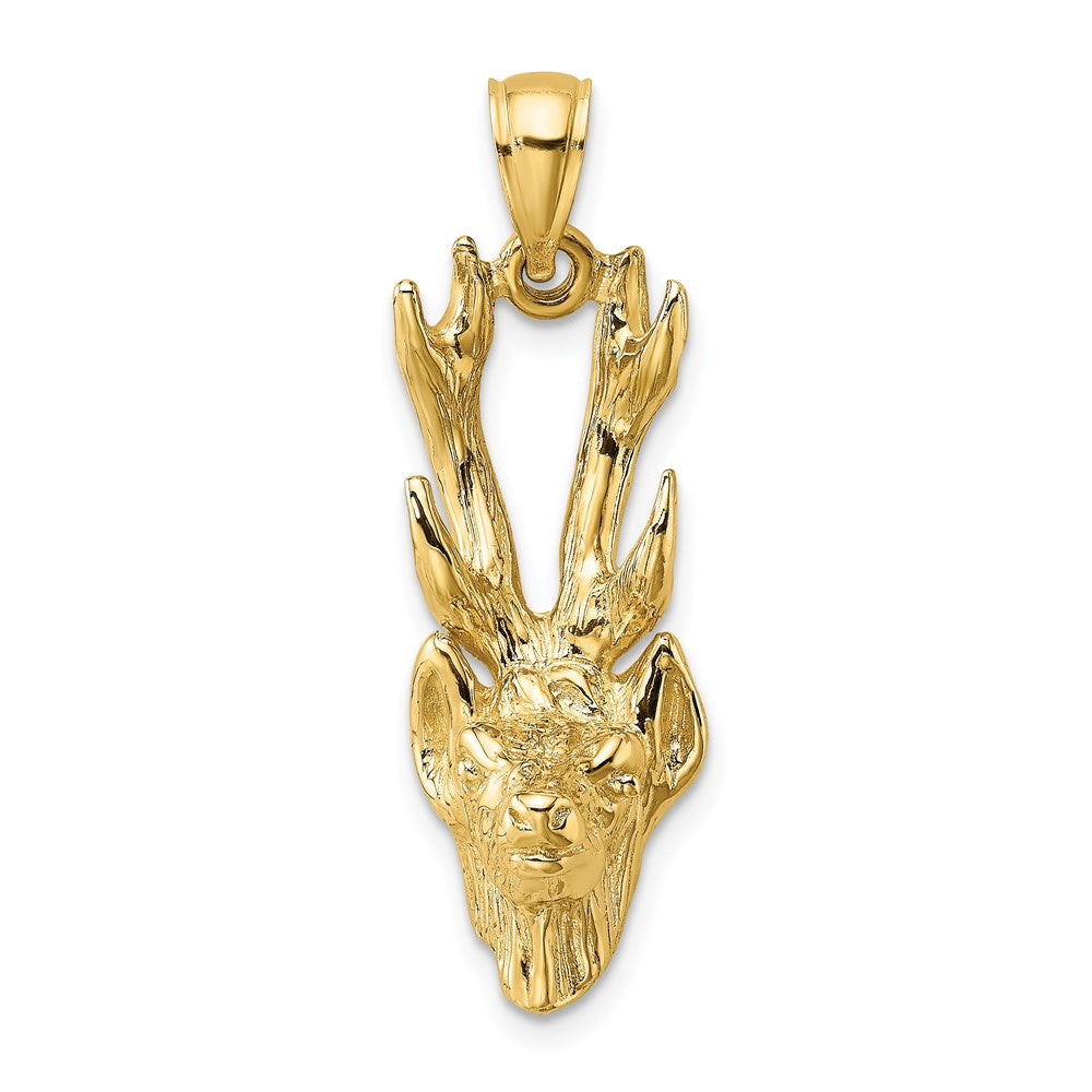 14k Yellow Gold 3-D Deer Head Charm