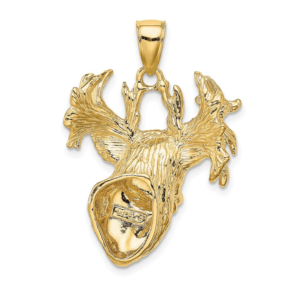 14k Yellow Gold 2-D Textured Deer Head Charm