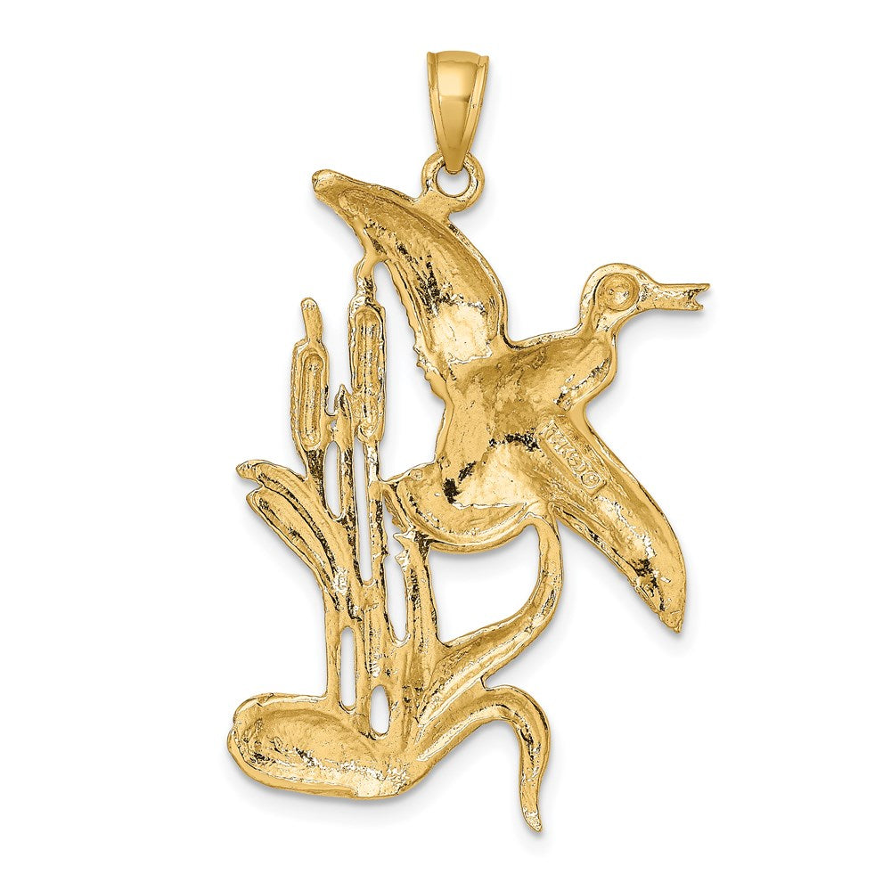 14k Yellow Gold Duck Flying From Willow Charm