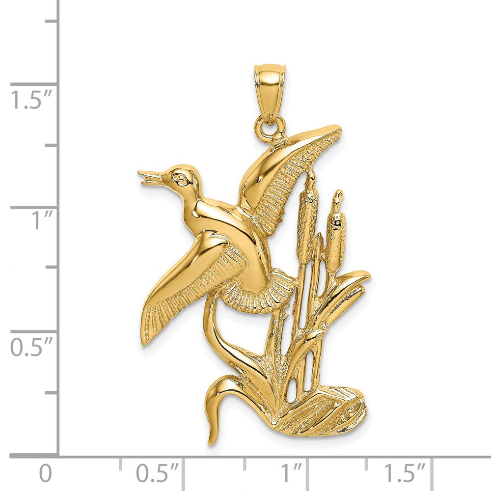 14k Yellow Gold Duck Flying From Willow Charm