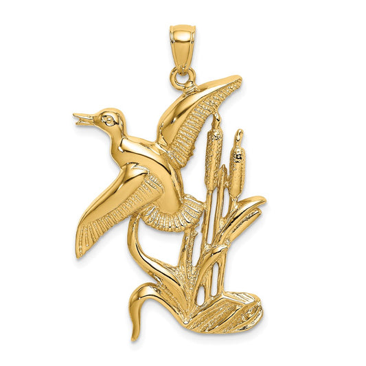 14k Yellow Gold Duck Flying From Willow Charm