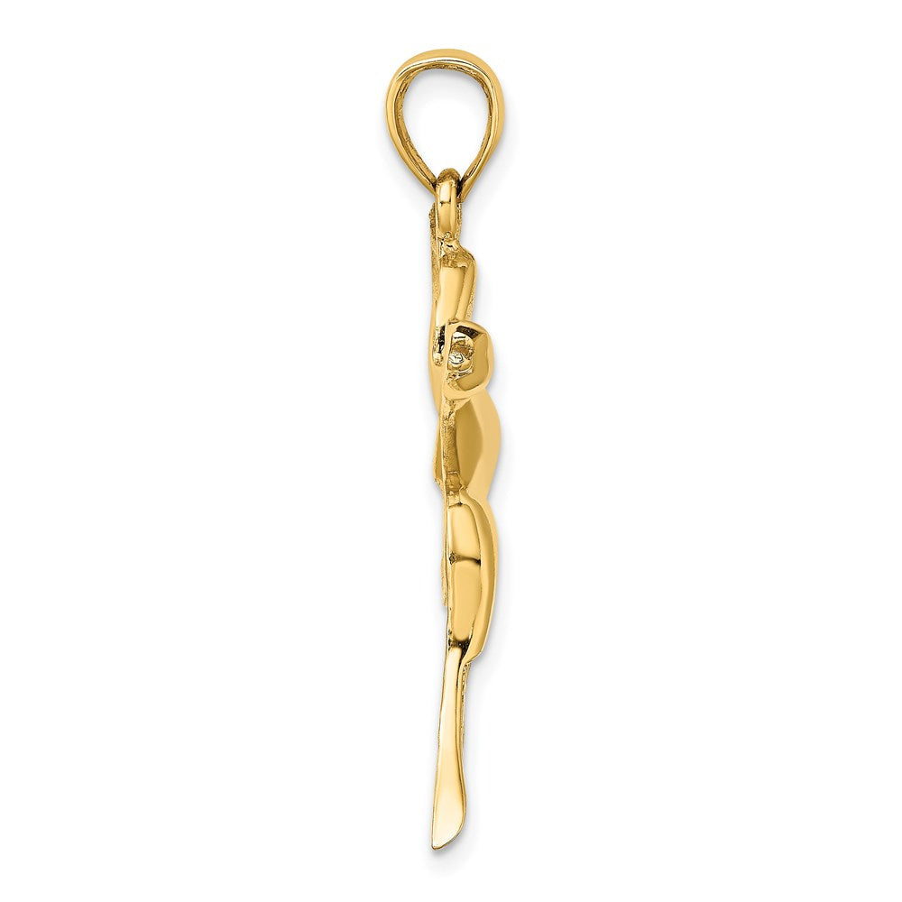 14k Yellow Gold Textured Flying Duck Charm