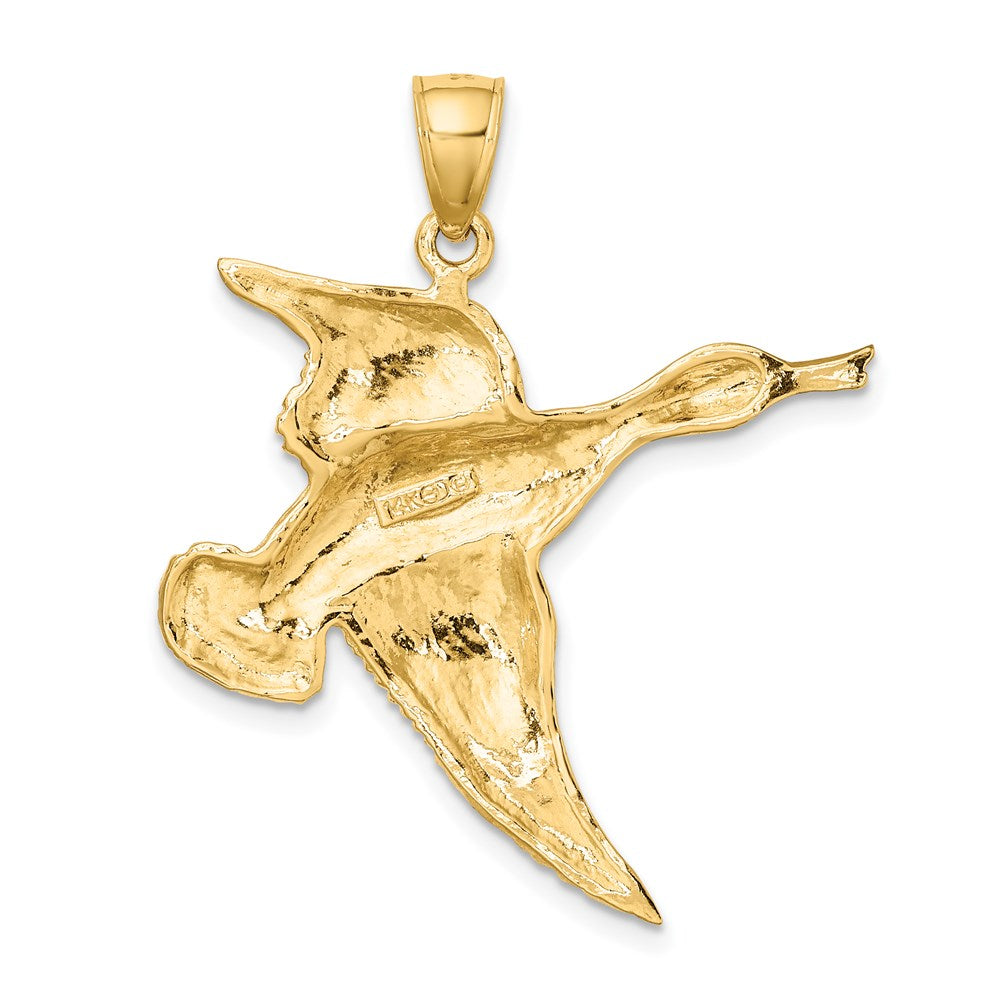 14k Yellow Gold Textured Flying Duck Charm