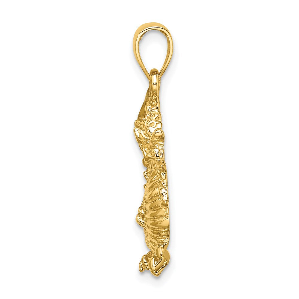 14k Yellow Gold 2-D Textured Dragon Charm