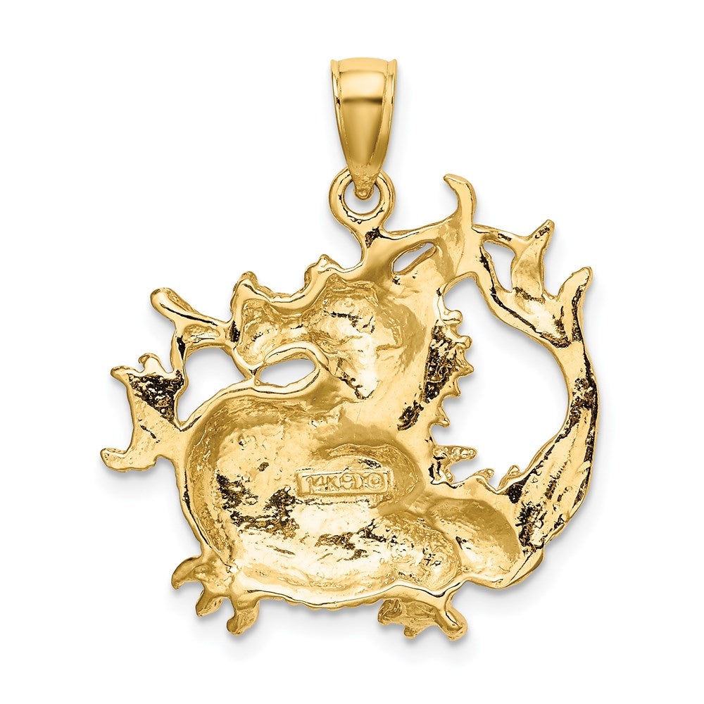 14k Yellow Gold 2-D Textured Dragon Charm