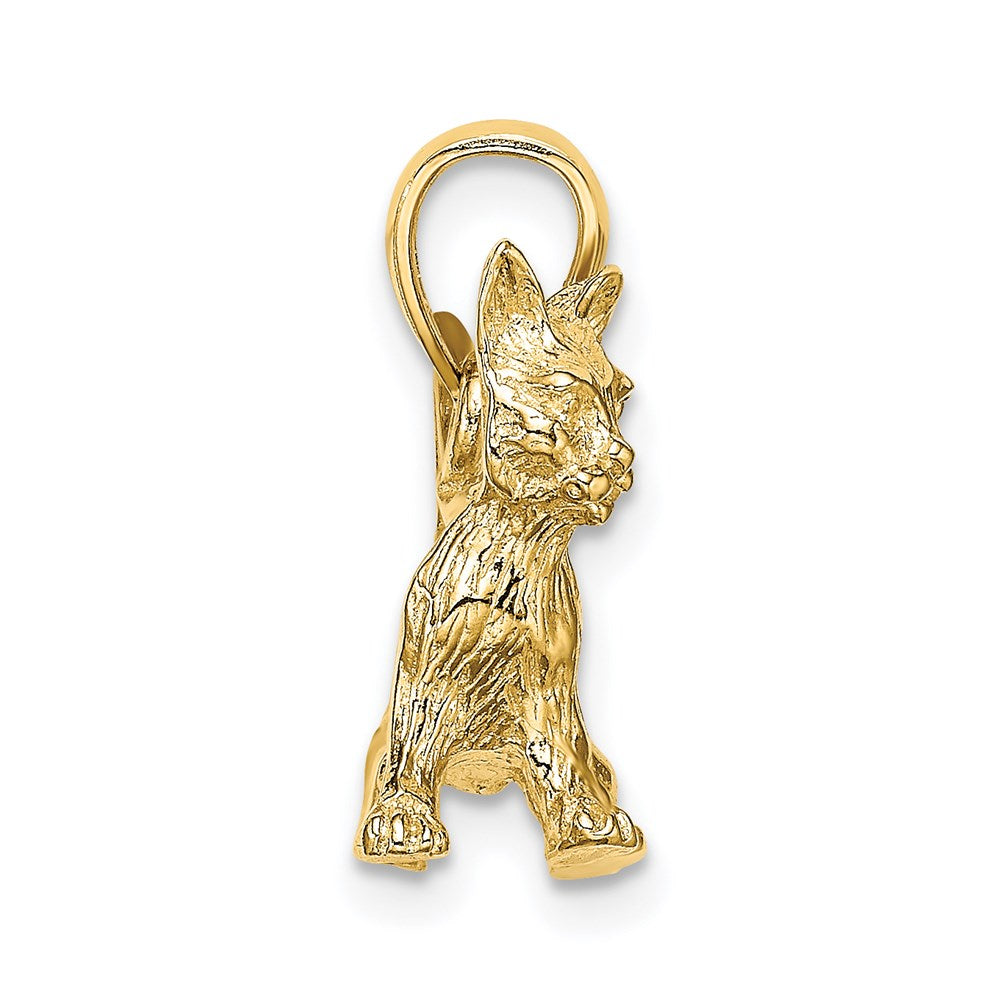 14k Yellow Gold Cat Standing w/Raised Tail Charm