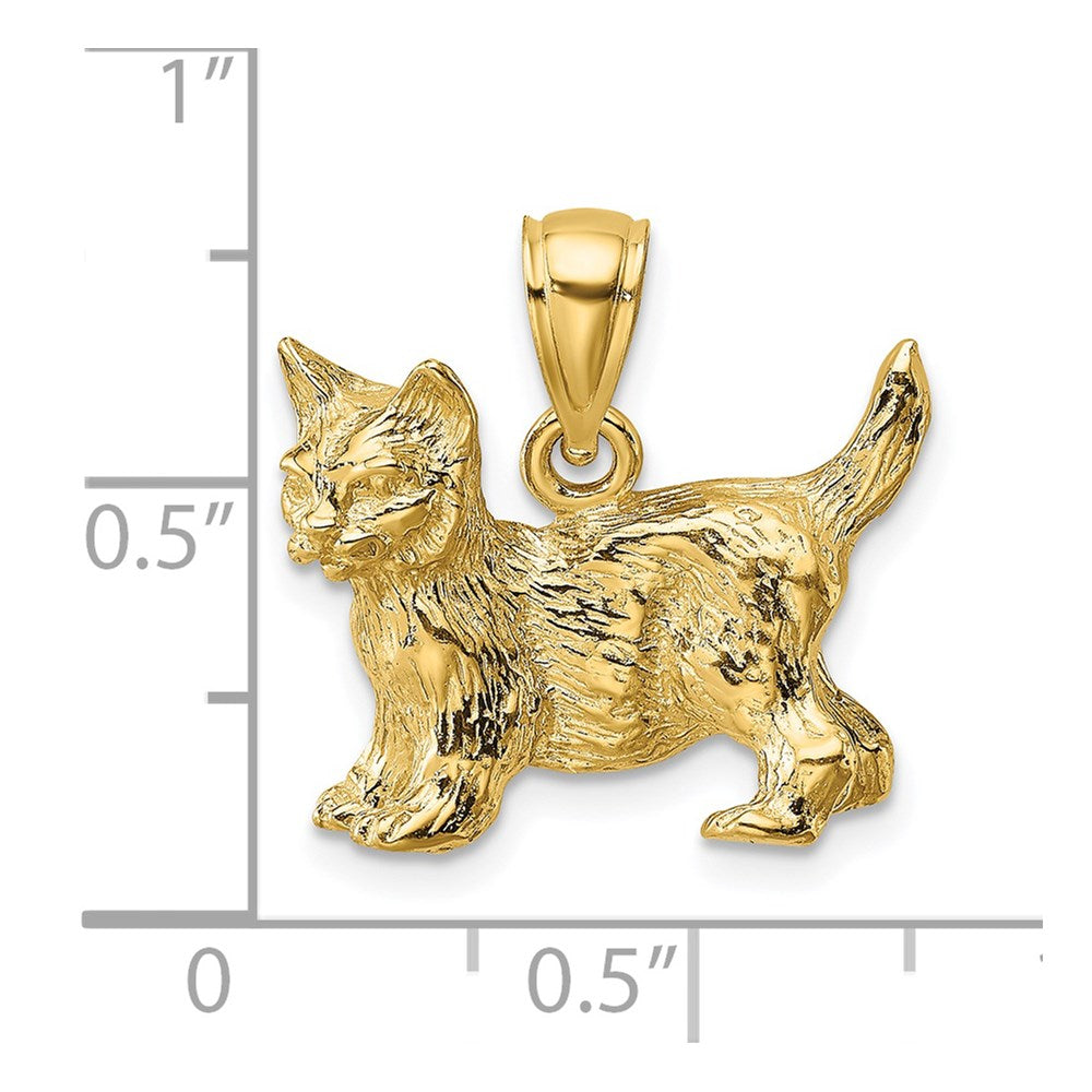 14k Yellow Gold Cat Standing w/Raised Tail Charm