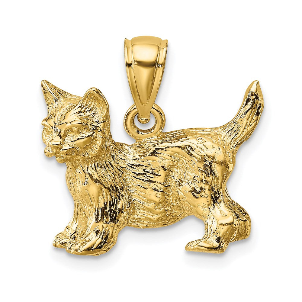 14k Yellow Gold Cat Standing w/Raised Tail Charm