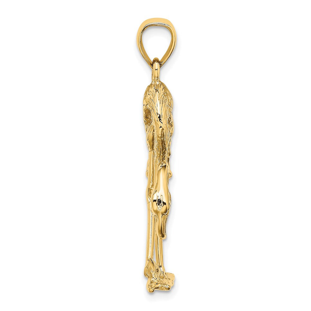 14k Yellow Gold 3-D Textured Flamingo Charm