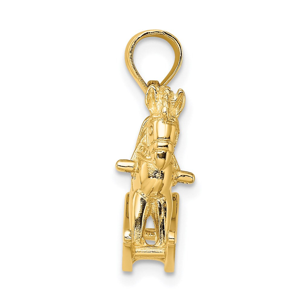 14k Yellow Gold 3-D Playful Rocking Horse Charm