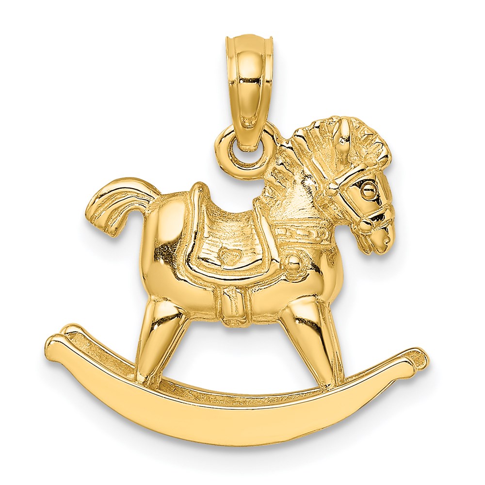 14k Yellow Gold 3-D Playful Rocking Horse Charm