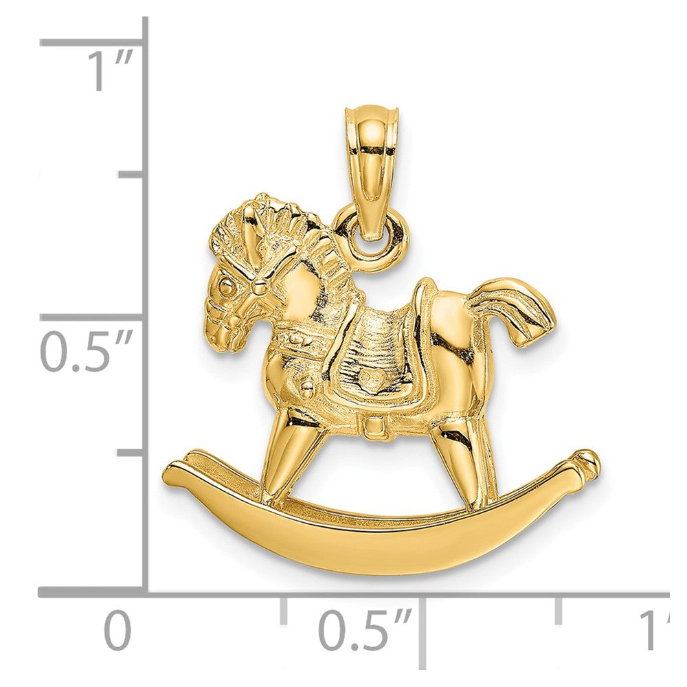 14k Yellow Gold 3-D Playful Rocking Horse Charm