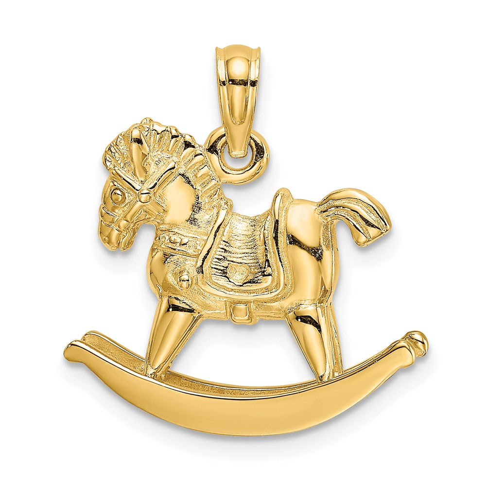 14k Yellow Gold 3-D Playful Rocking Horse Charm