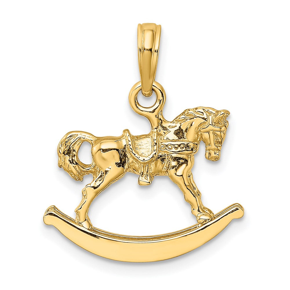 14k Yellow Gold Polished 3-D Rocking Horse Charm