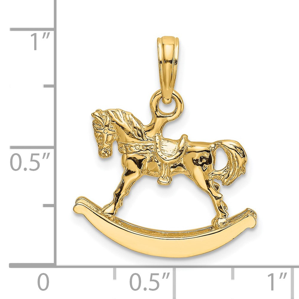 14k Yellow Gold Polished 3-D Rocking Horse Charm