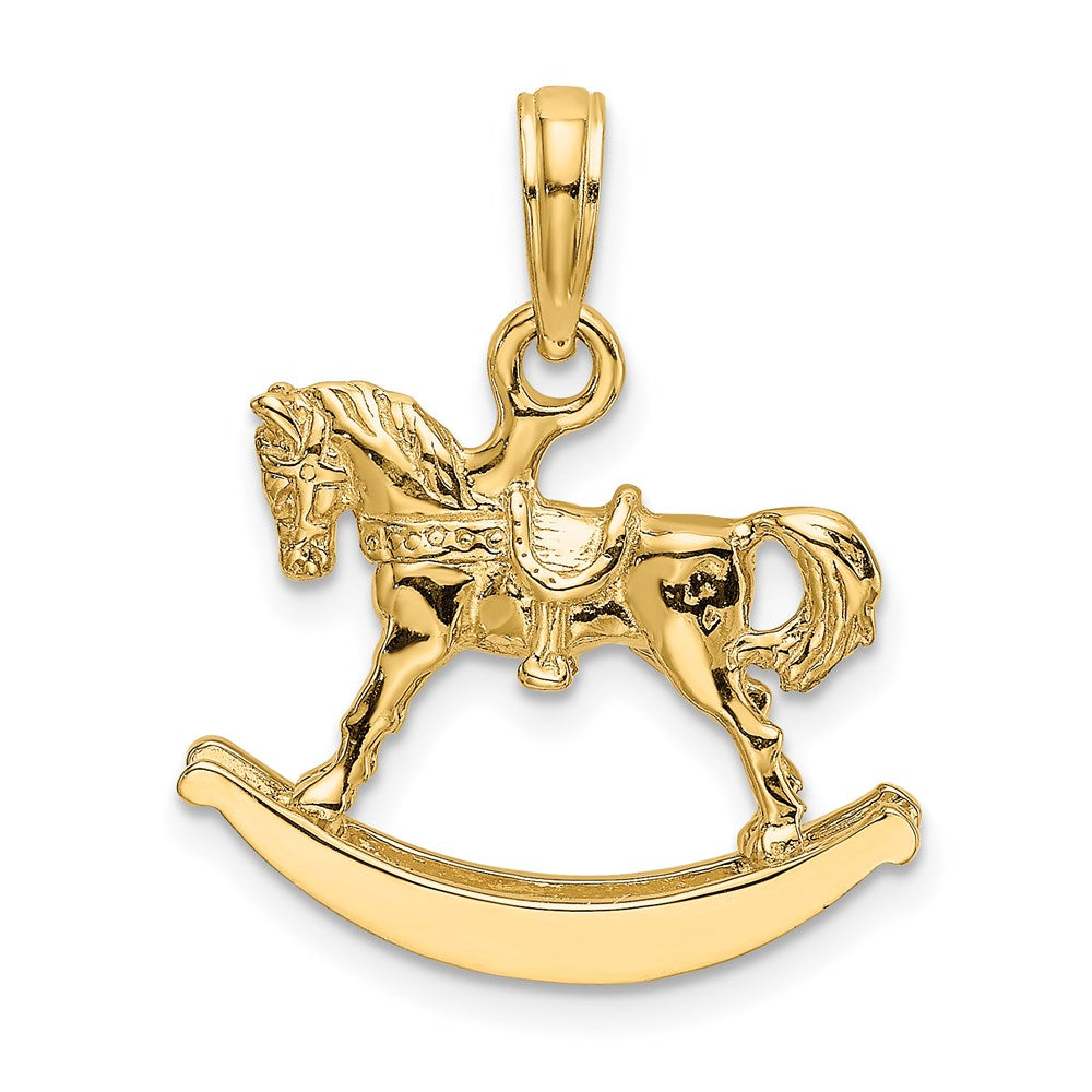 14k Yellow Gold Polished 3-D Rocking Horse Charm