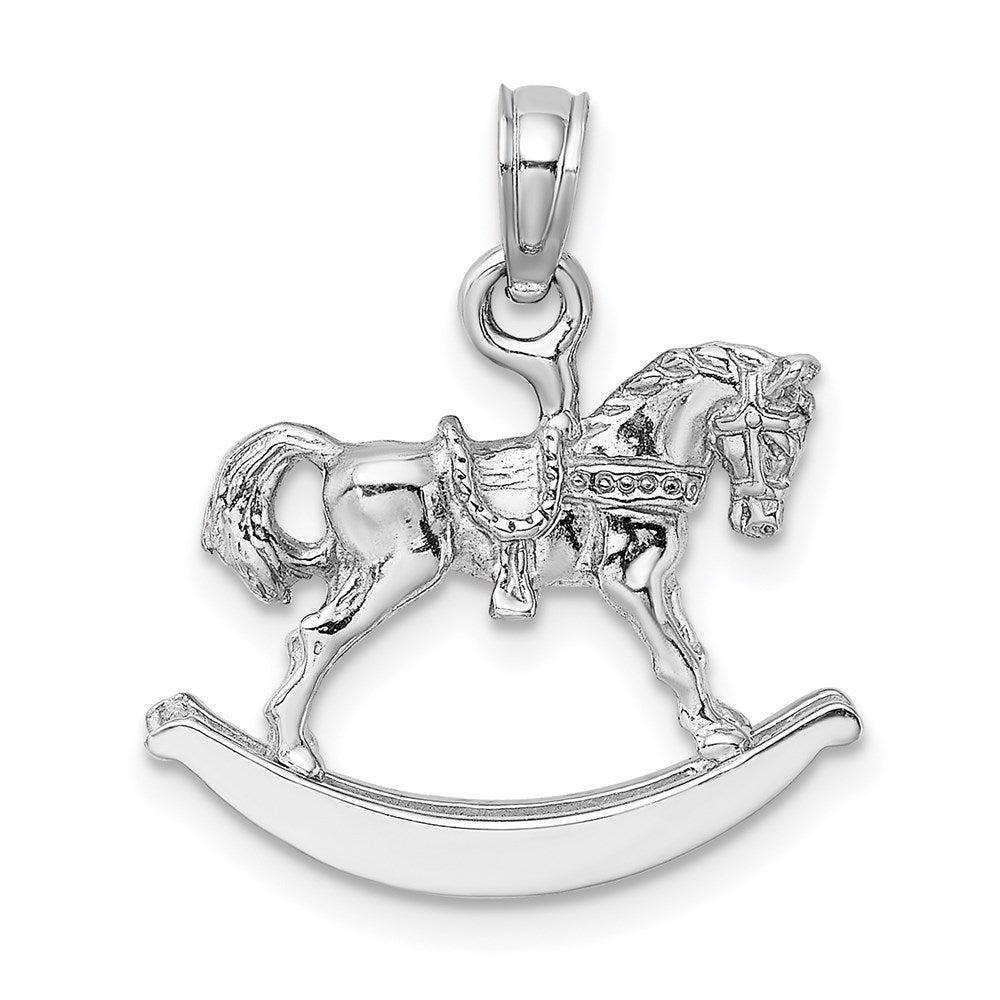 14k White Gold Polished 3-D Rocking Horse Charm