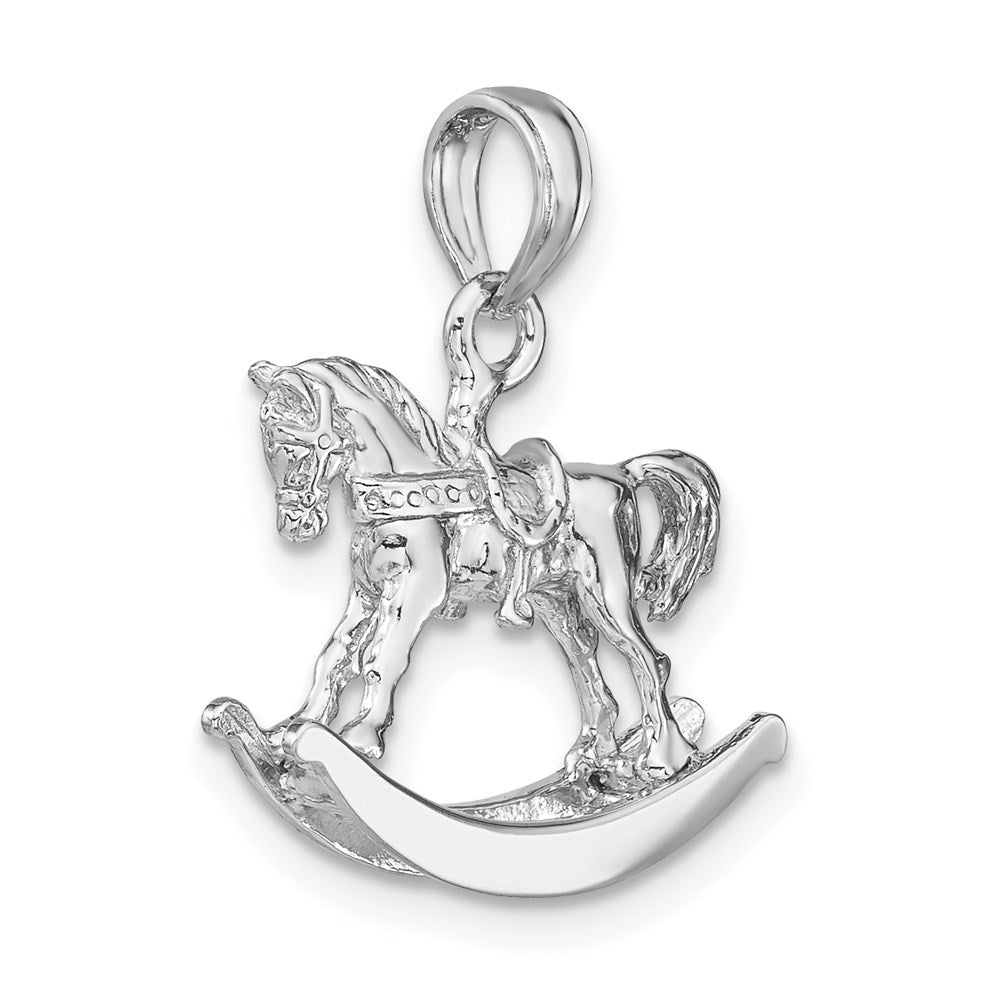 14k White Gold Polished 3-D Rocking Horse Charm