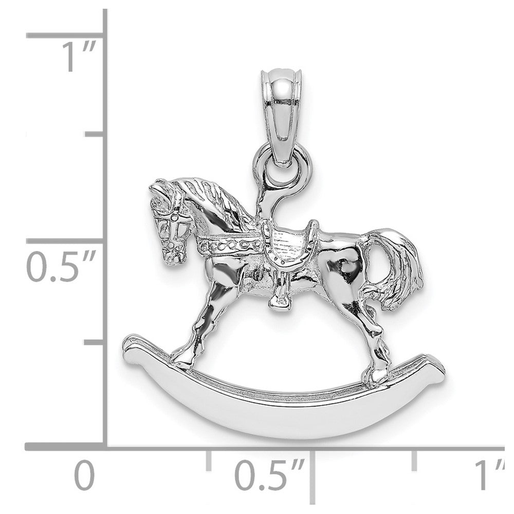 14k White Gold Polished 3-D Rocking Horse Charm