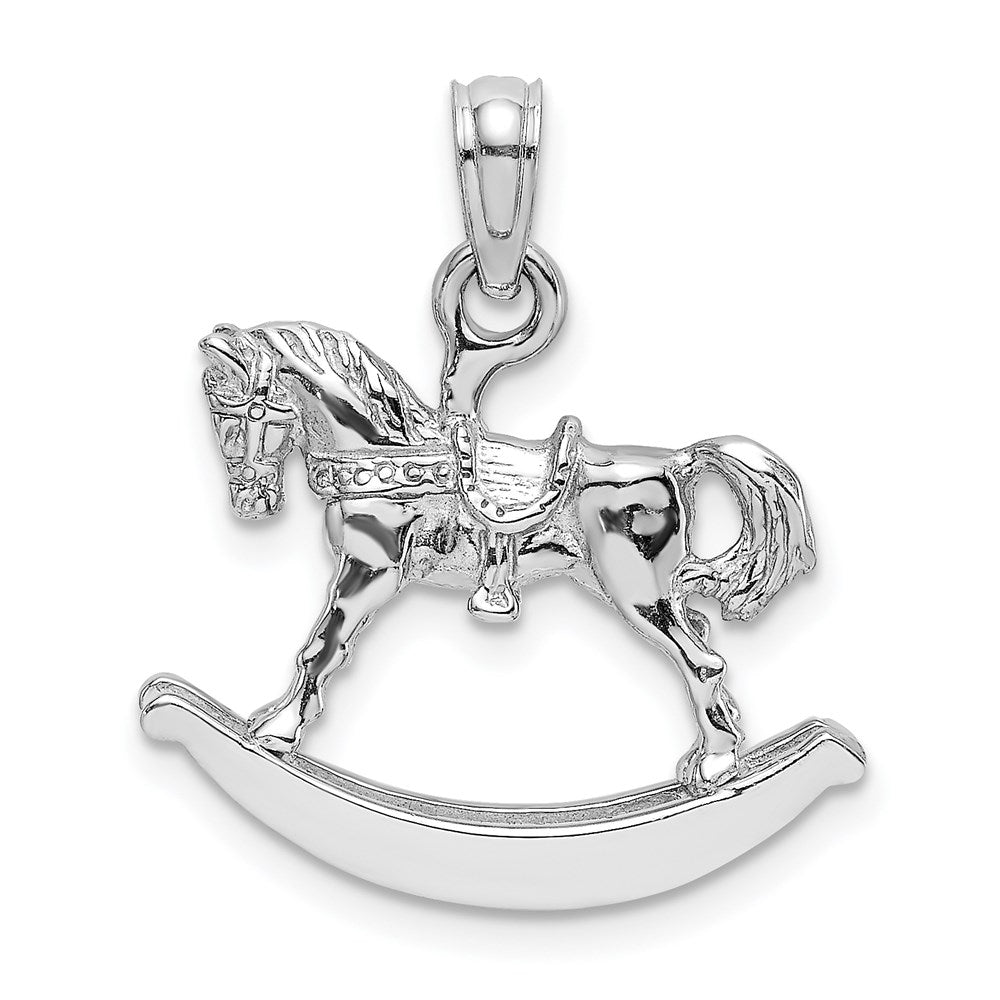 14k White Gold Polished 3-D Rocking Horse Charm