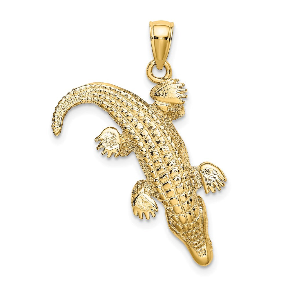 14k Yellow Gold 3-D Large Alligator w/Closed Mouth Charm