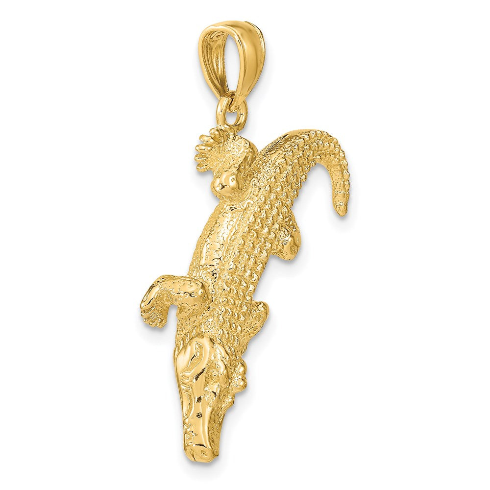 14k Yellow Gold 3-D Large Alligator w/Closed Mouth Charm