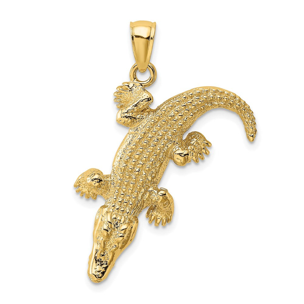 14k Yellow Gold 3-D Large Alligator w/Closed Mouth Charm