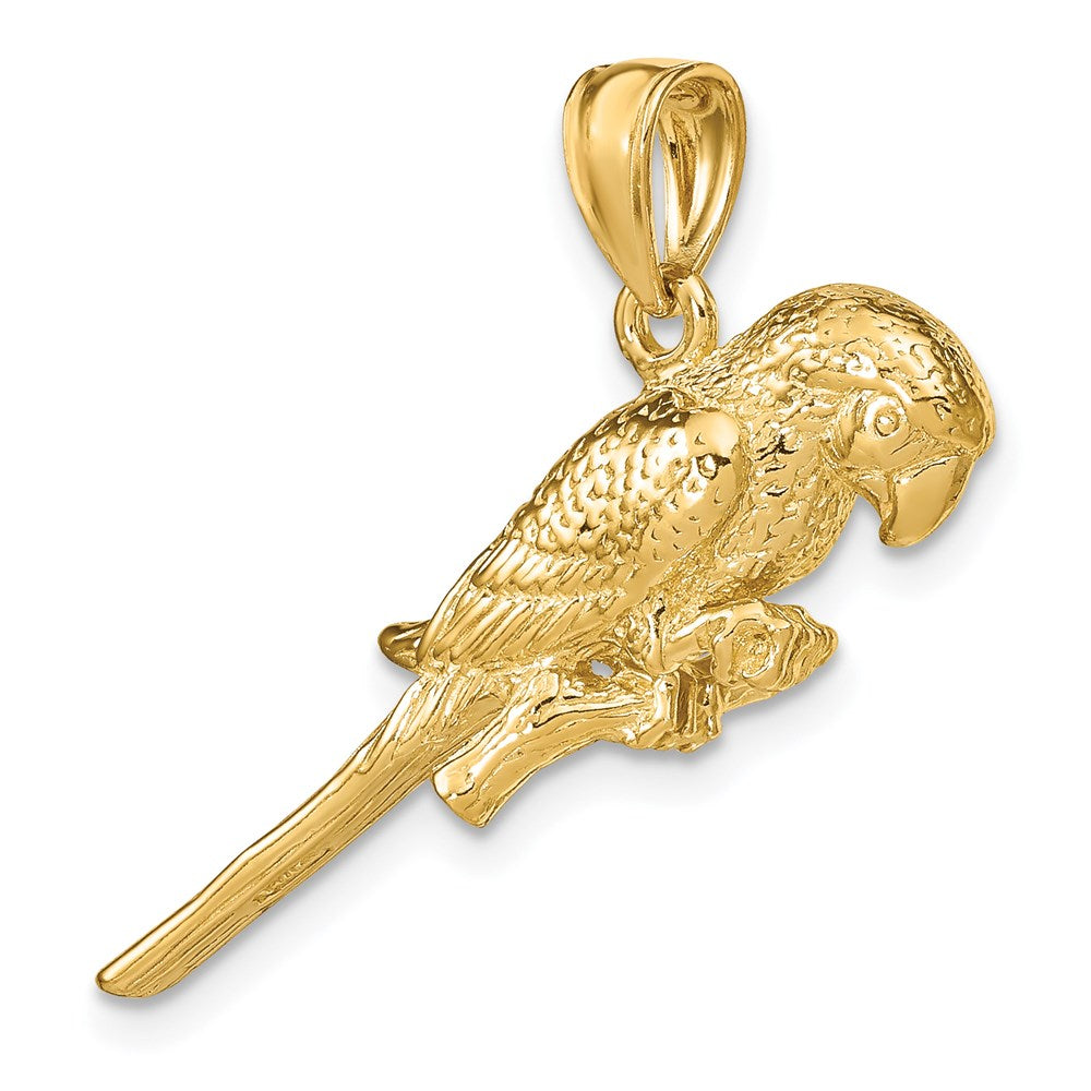 14k Yellow Gold 3-D Parrot Charm