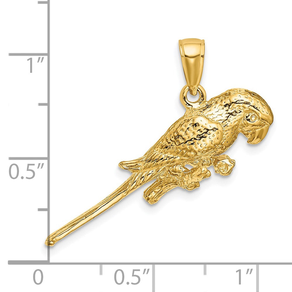 14k Yellow Gold 3-D Parrot Charm