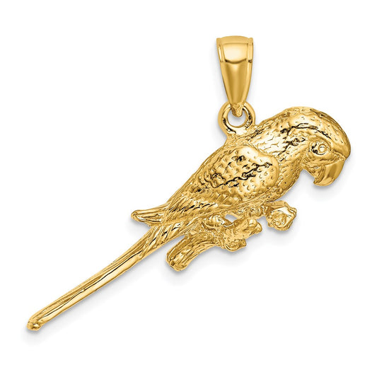 14k Yellow Gold 3-D Parrot Charm