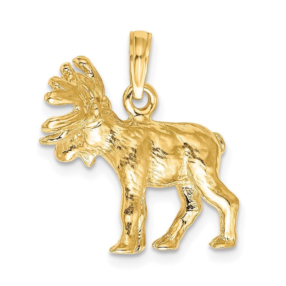 14k Yellow Gold 3-D Textured Moose Charm