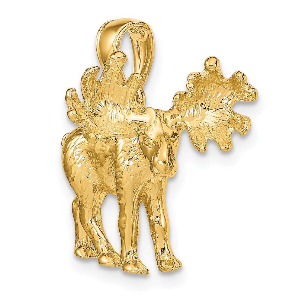 14k Yellow Gold 3-D Textured Moose Charm