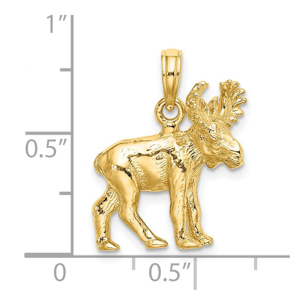 14k Yellow Gold 3-D Textured Moose Charm