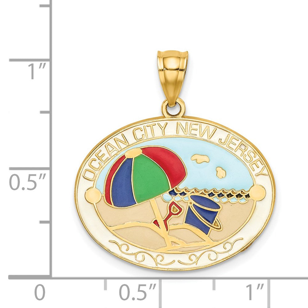 14k Yellow Gold Multi-Color Enamel OCEAN CITY NEW JERSEY Beach Charm