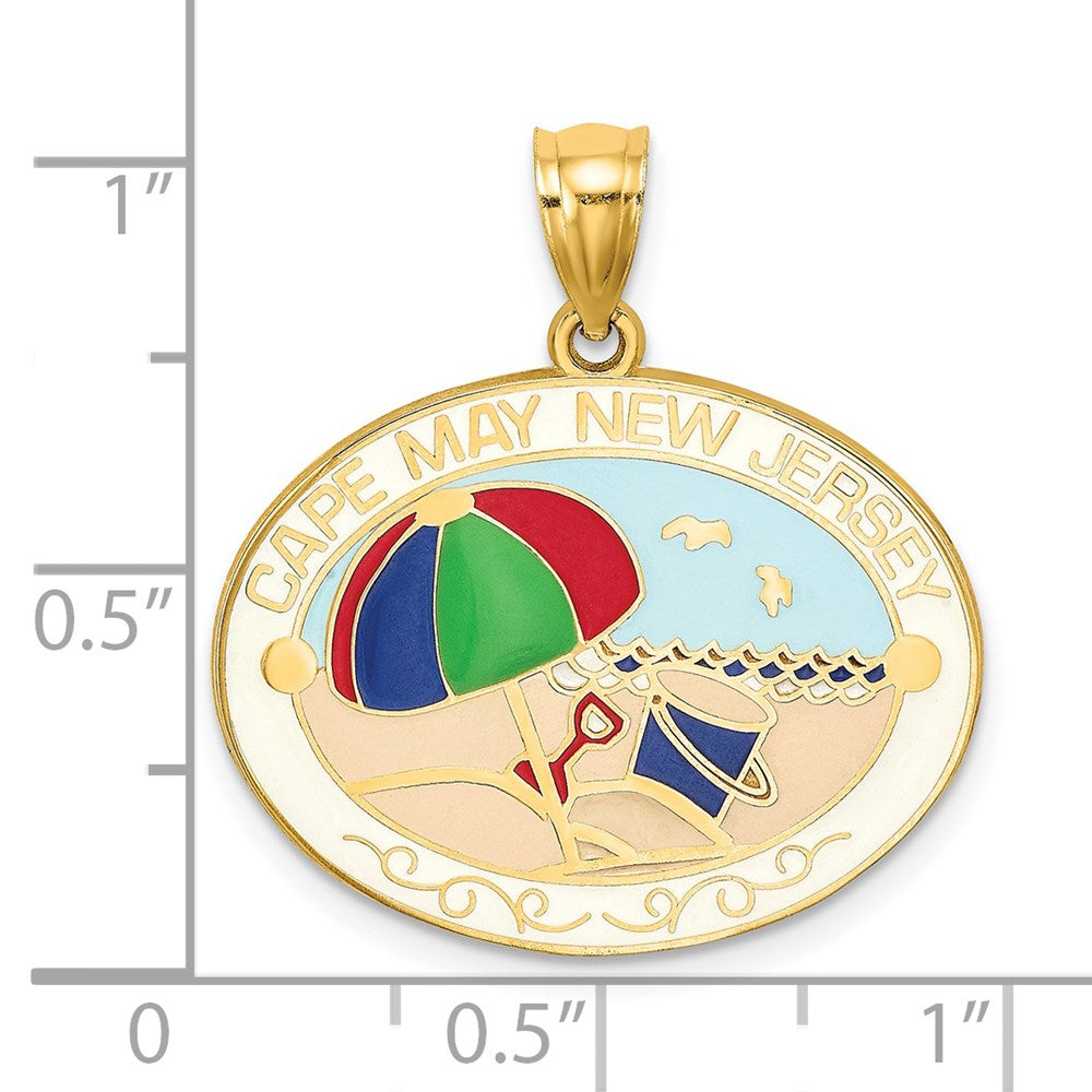 14k Yellow Gold Multi-Color Enamel CAPE MAY NEW JERSEY Beach Scene Charm